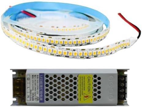 شريط إضاءة LED، ٥ متر، ٢٤٠ ليد، مع محول طاقة ١٠٠ واط، (اضاءة صفراء دافي + ترانس 100 وات)