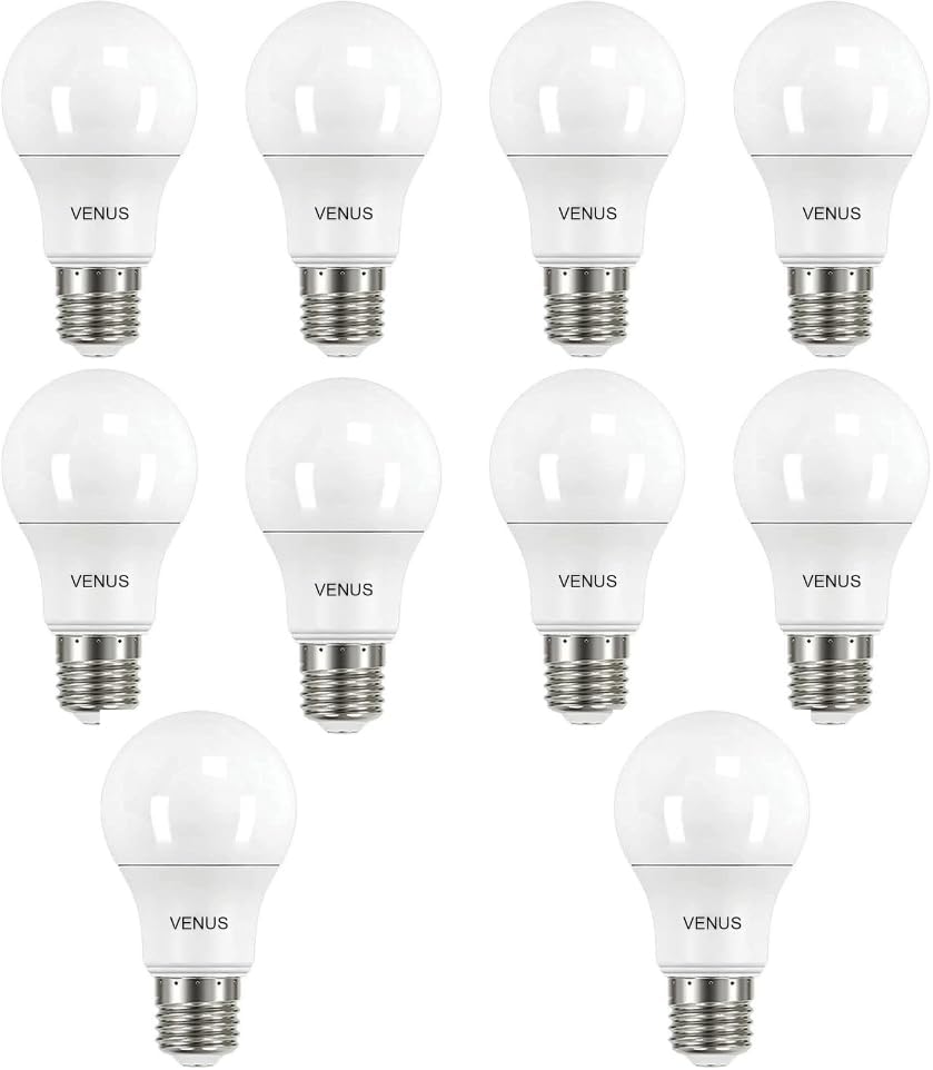 لمبات فينوس LED، 9 واط، ضوء أبيض نهاري 6500K، قاعدة E27، عبوة 10 قطع