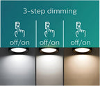 سبوت لايت LED دائري مدمج، طقم 10 قطع، 6 واط، 3 درجات حرارة لون (3000K/4000K/6000K)، زجاج عالي الجودة، تركيب سقفي، إضاءة ديكور داخلية