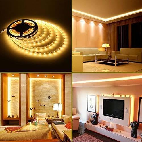شريط إضاءة LED، ٥ متر، ٢٤٠ ليد، مع محول طاقة ١٠٠ واط، (اضاءة صفراء دافي + ترانس 100 وات)