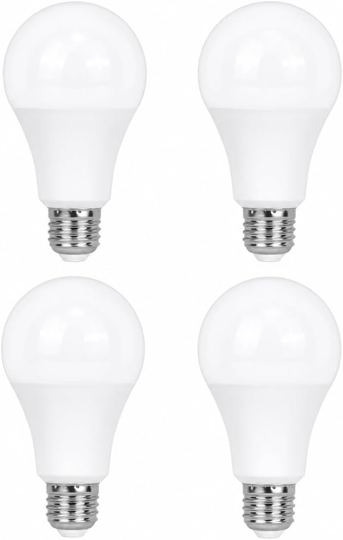أربع لمبات LED بيضاء بقاعدة E27 مرتبة في صفين
