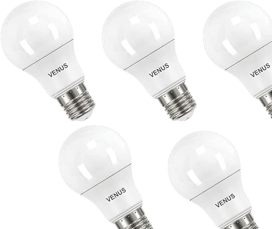 لمبات فينوس LED، ٩ وات، قاعدة E27، ٨٩٠ لومن، عمر افتراضي ٢٥٠٠٠ ساعة، أبيض، ٥ قطع