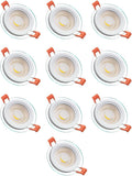 سبوت لايت LED دائري مدمج، طقم 10 قطع، 6 واط، 3 درجات حرارة لون (3000K/4000K/6000K)، زجاج عالي الجودة، تركيب سقفي، إضاءة ديكور داخلية
