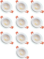 سبوت لايت LED دائري مدمج، طقم 10 قطع، 6 واط، 3 درجات حرارة لون (3000K/4000K/6000K)، زجاج عالي الجودة، تركيب سقفي، إضاءة ديكور داخلية